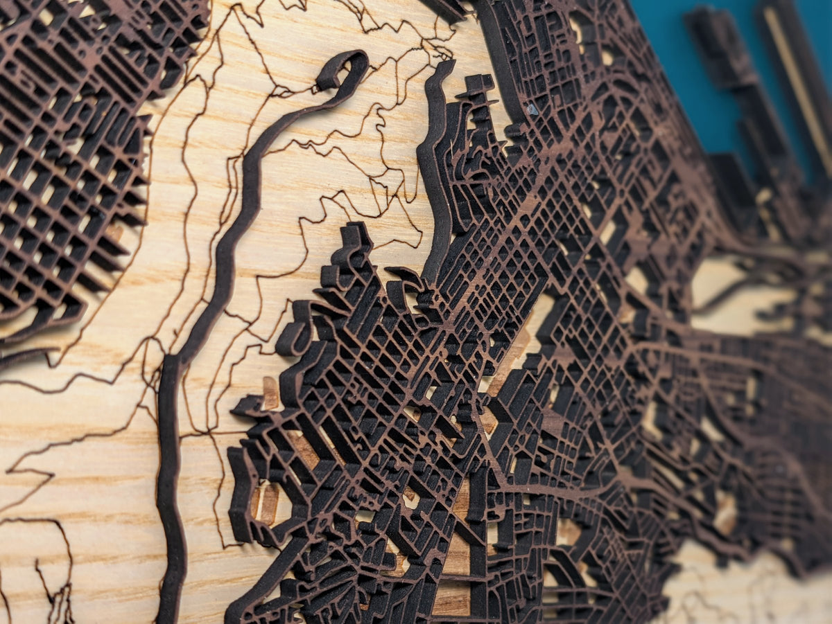 Layered wooden map