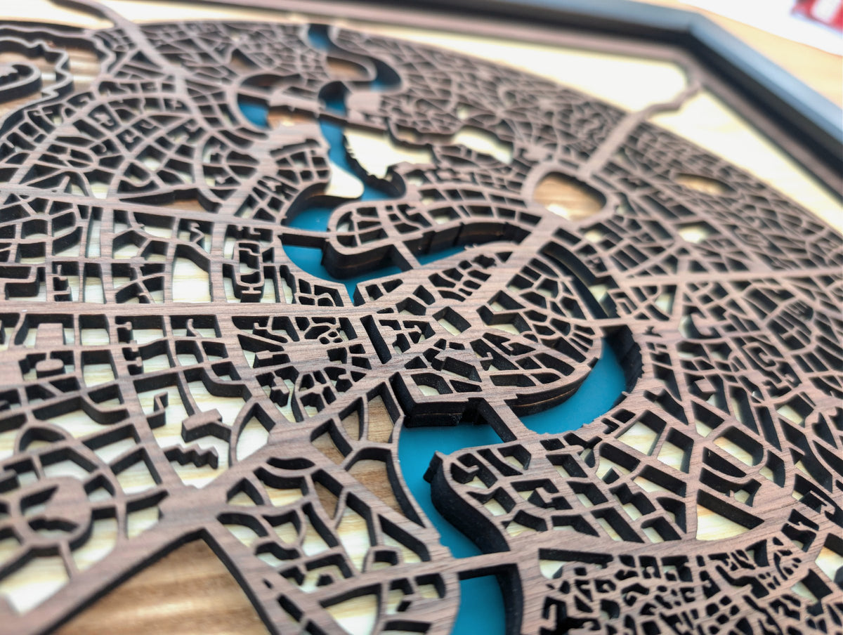 Layered wooden map