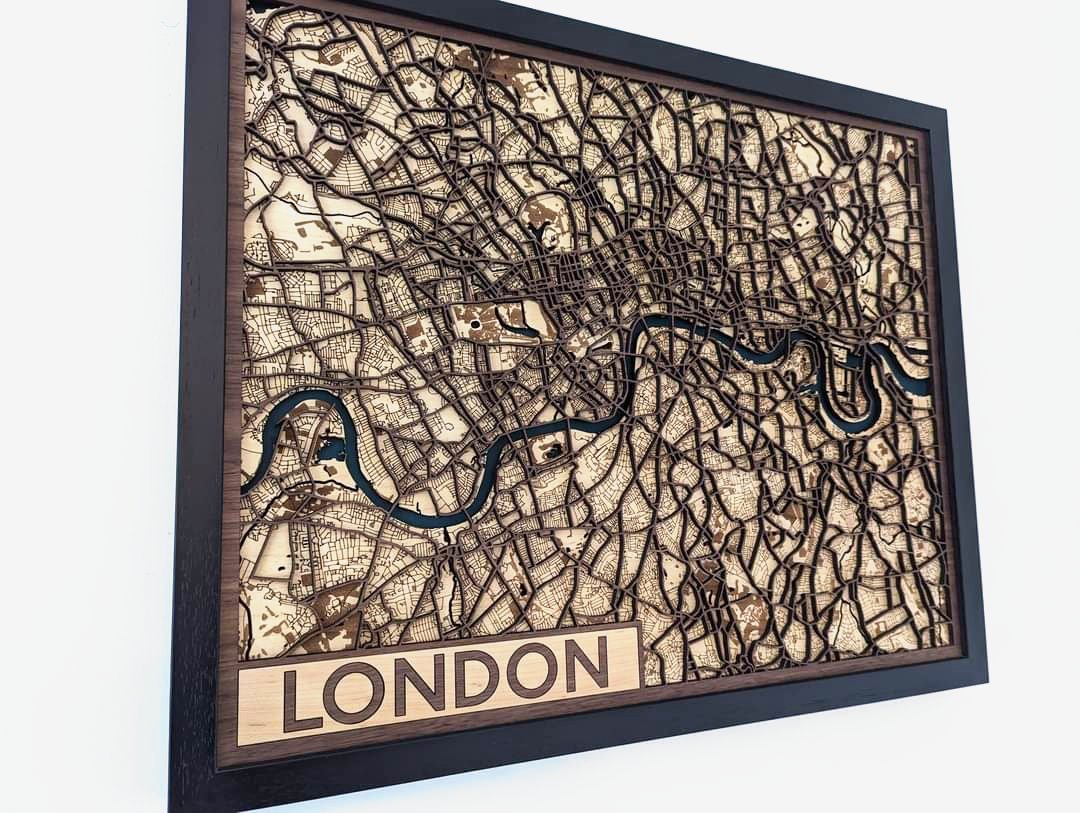 Layered wooden map