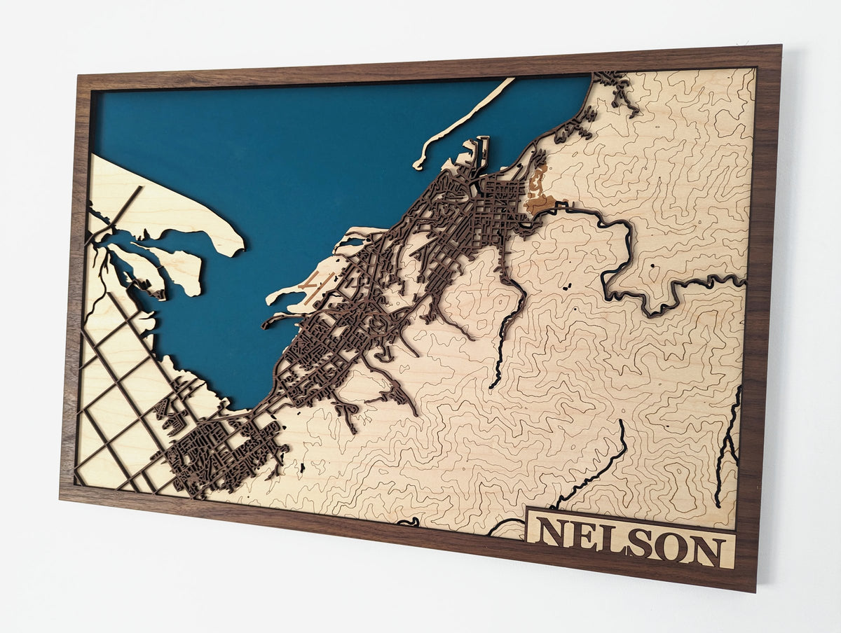 Layered wooden map